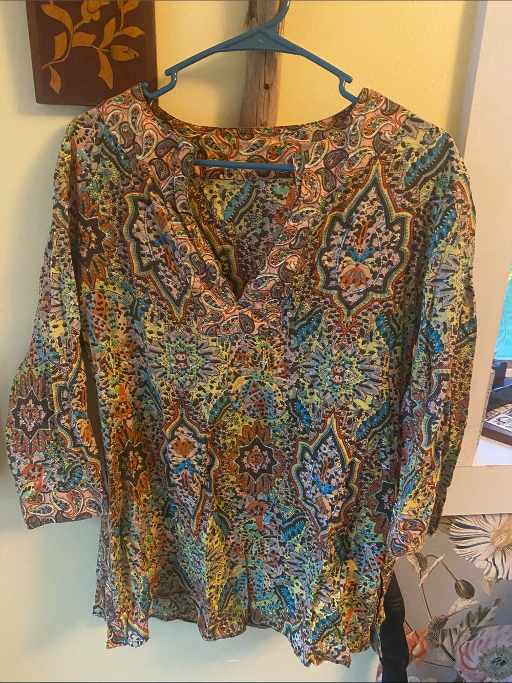 Vintage Multicolor Paisley V-Neck Blouse